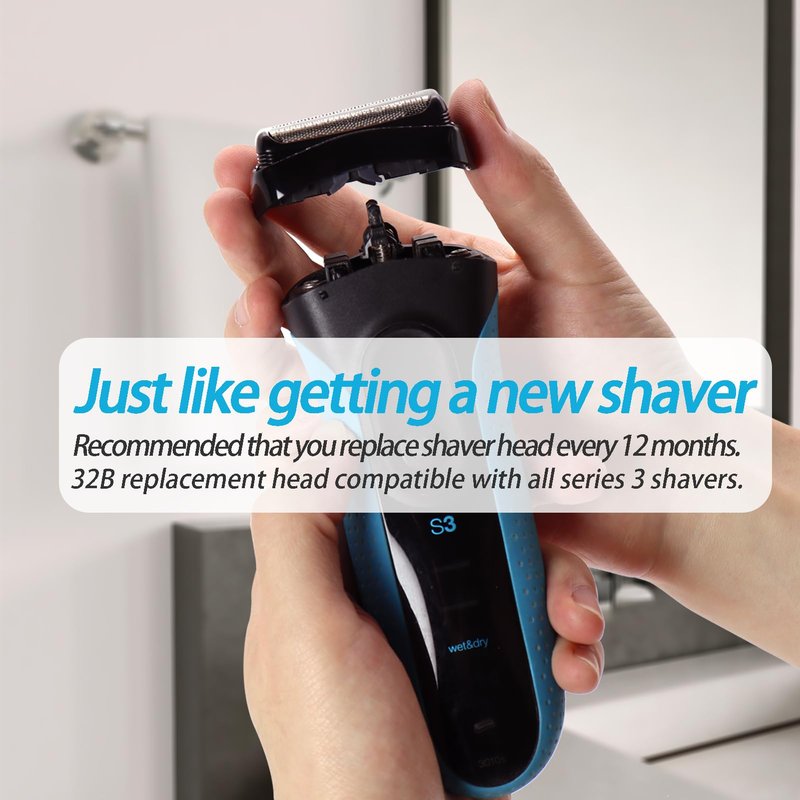 GORLENT 2 Pcs Series 3 Pro Replacement Head for Branus All S3 Shavers 3040s 3010s 310s 3000s 3050cc 3080s, Foil and Cutter Blades for a Close and Smooth Shaving Experience