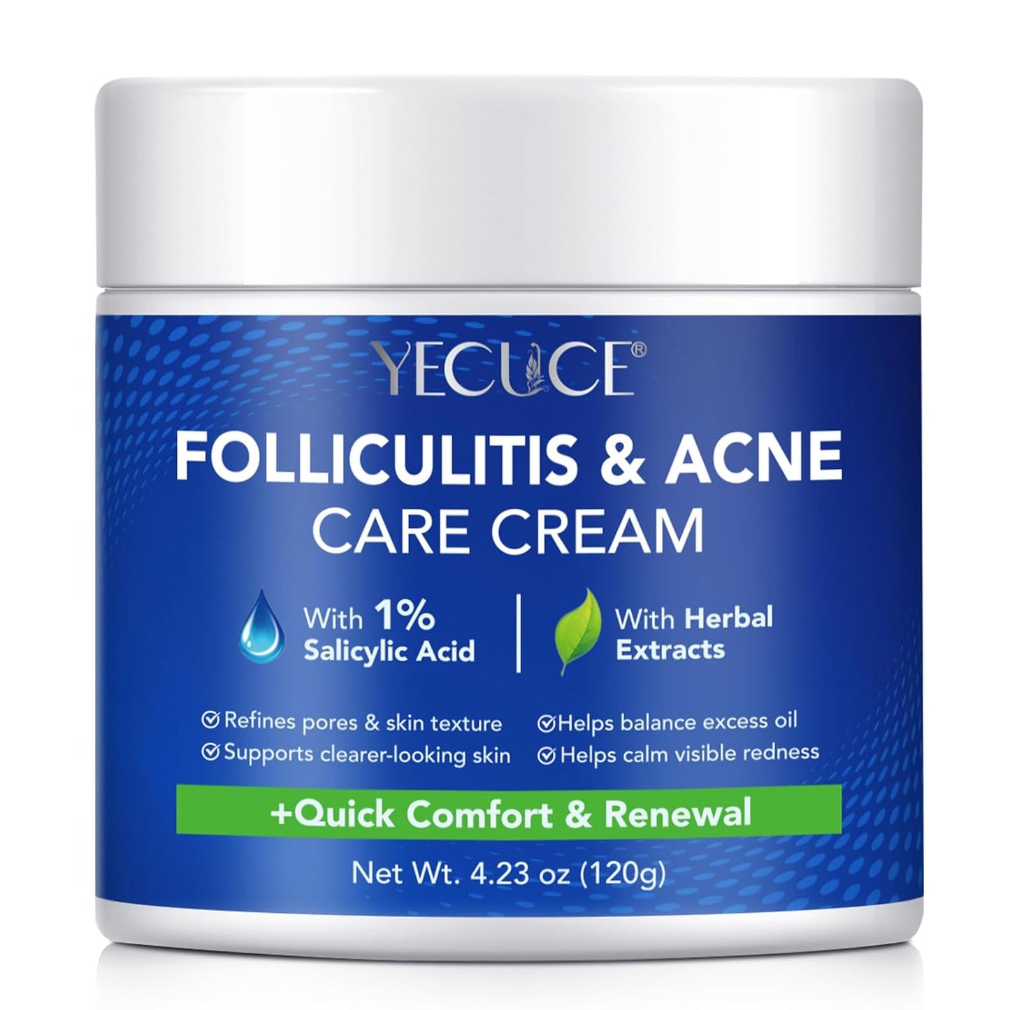 Folliculitis & Acne Cream - Hydrating Formula for Scalp, Face, Body & Butt | Soothes Irritated Skin, 120g