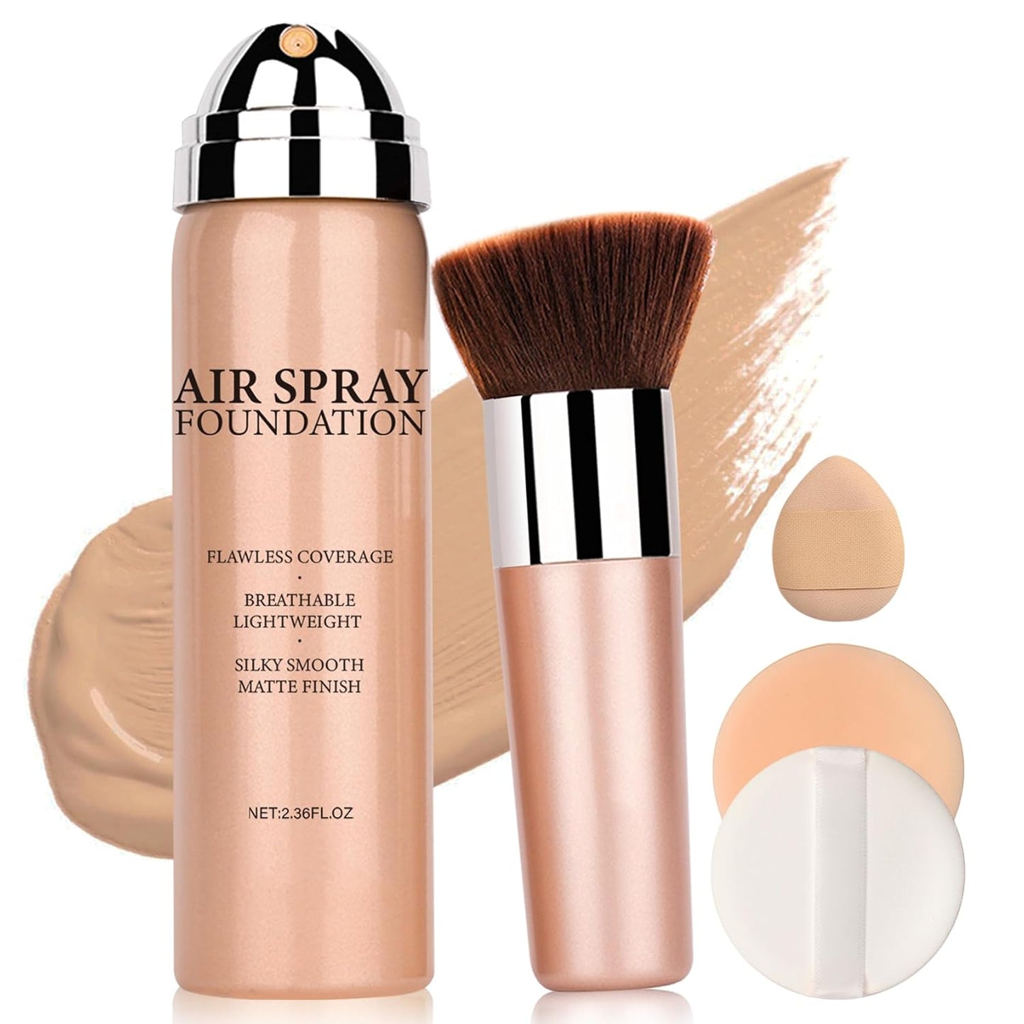 Flawless Airbrush Makeup Foundation - Lightweight & Buildable Coverage for Mature Skin | 02 Beige