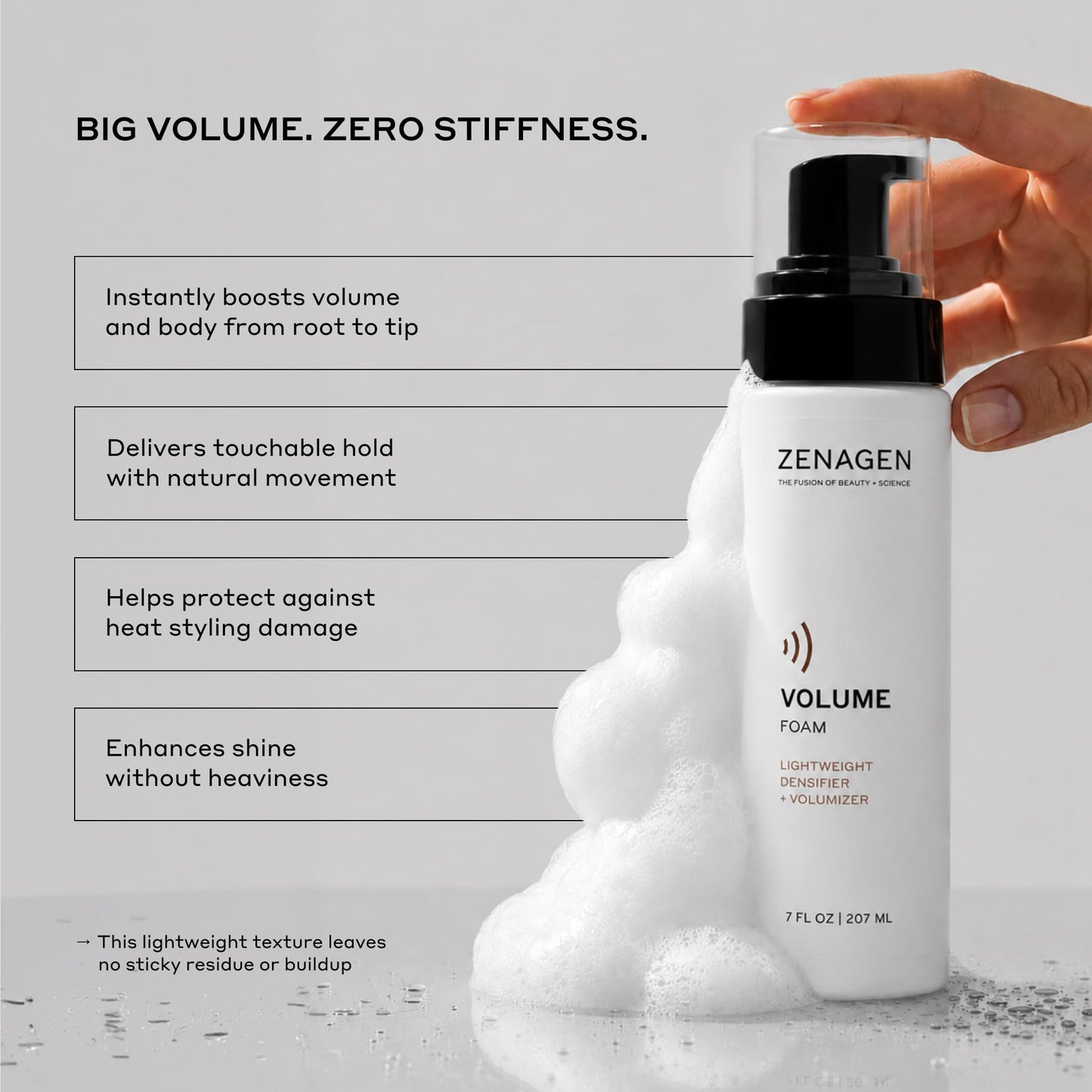Zenagen Volume Foam | Boosts Volume, Lightweight Hold 7 Fl Oz