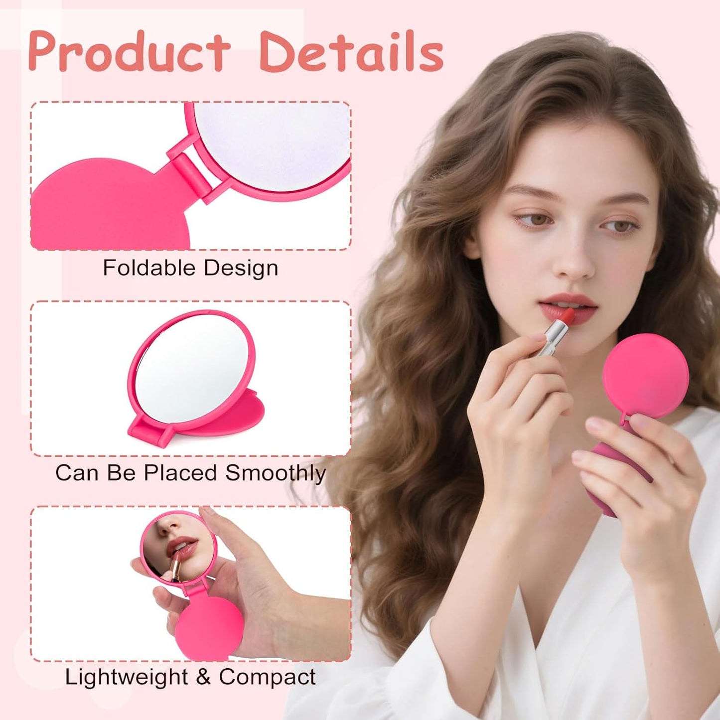 Compact Pocket Mirror Set - 6 Color Mini Folding Mirrors for Travel | 24-Pack Exquisite Design