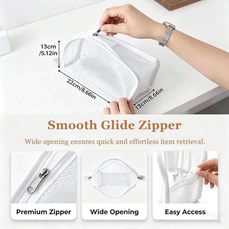 Travel Toiletry Bag - Portable Hanging Organizer with Large Capacity & Waterproof Design | White