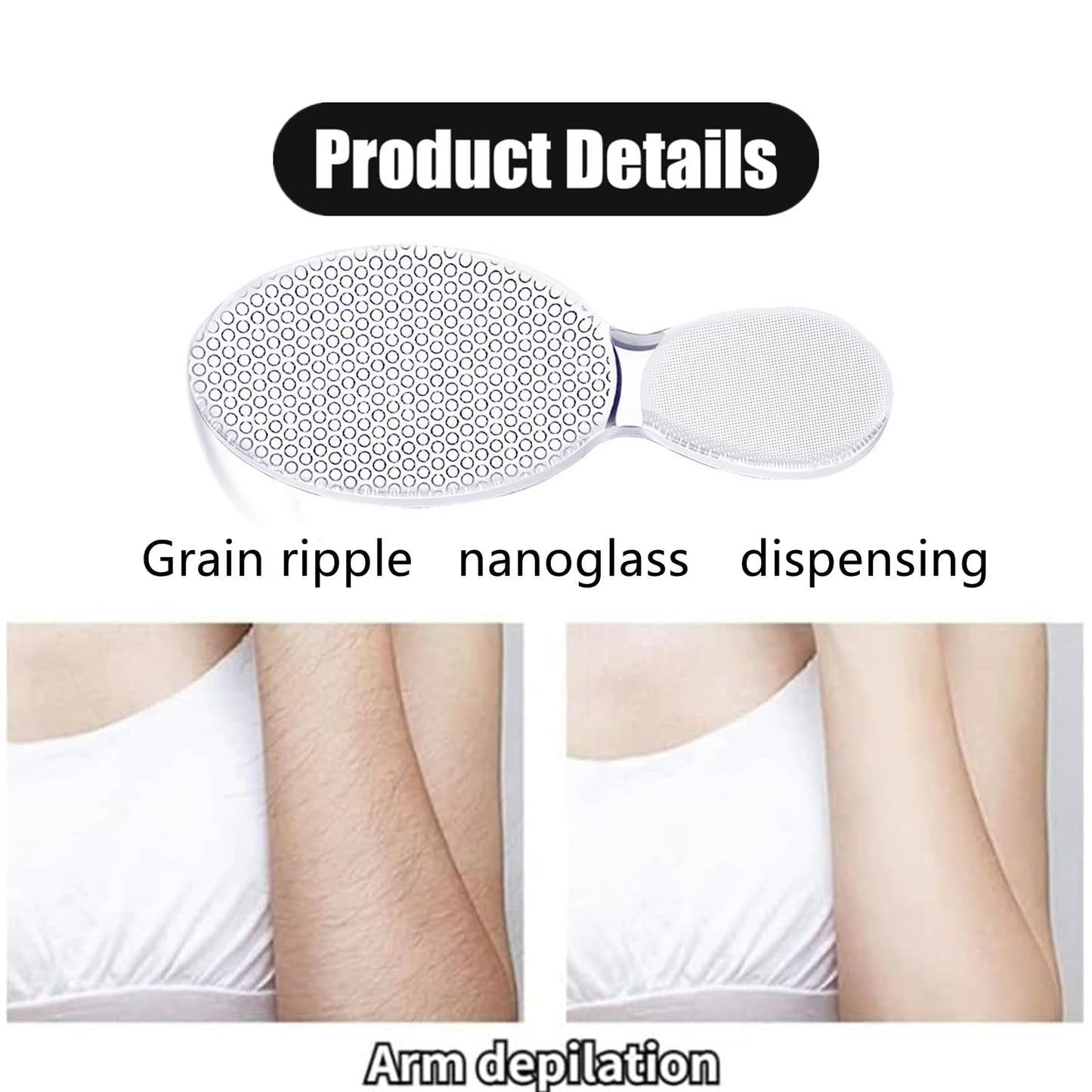 2 Pcs Crystal Hair Remover Professional Crystal Hair Eraser with Ergonomic Handle for Men Women, Back, Arms, Chest, Legs