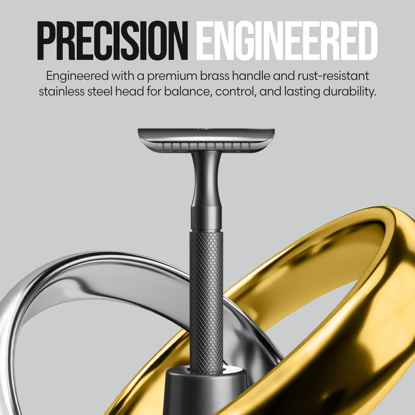 The Beard Struggle SEAX® Double Edge Safety Face Razor for Men with Premium Brass Stand