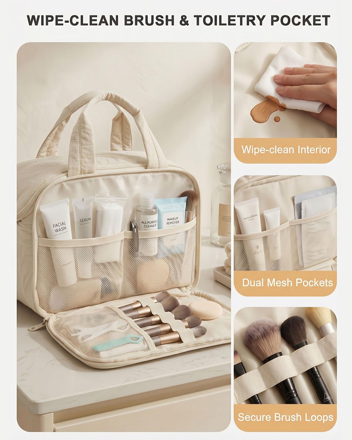 Large Quilted Toiletry Bag for Women - Puffy Travel Makeup Organizer with Removable Divider & Waterproof Design | Ideal for Gym & Vacation