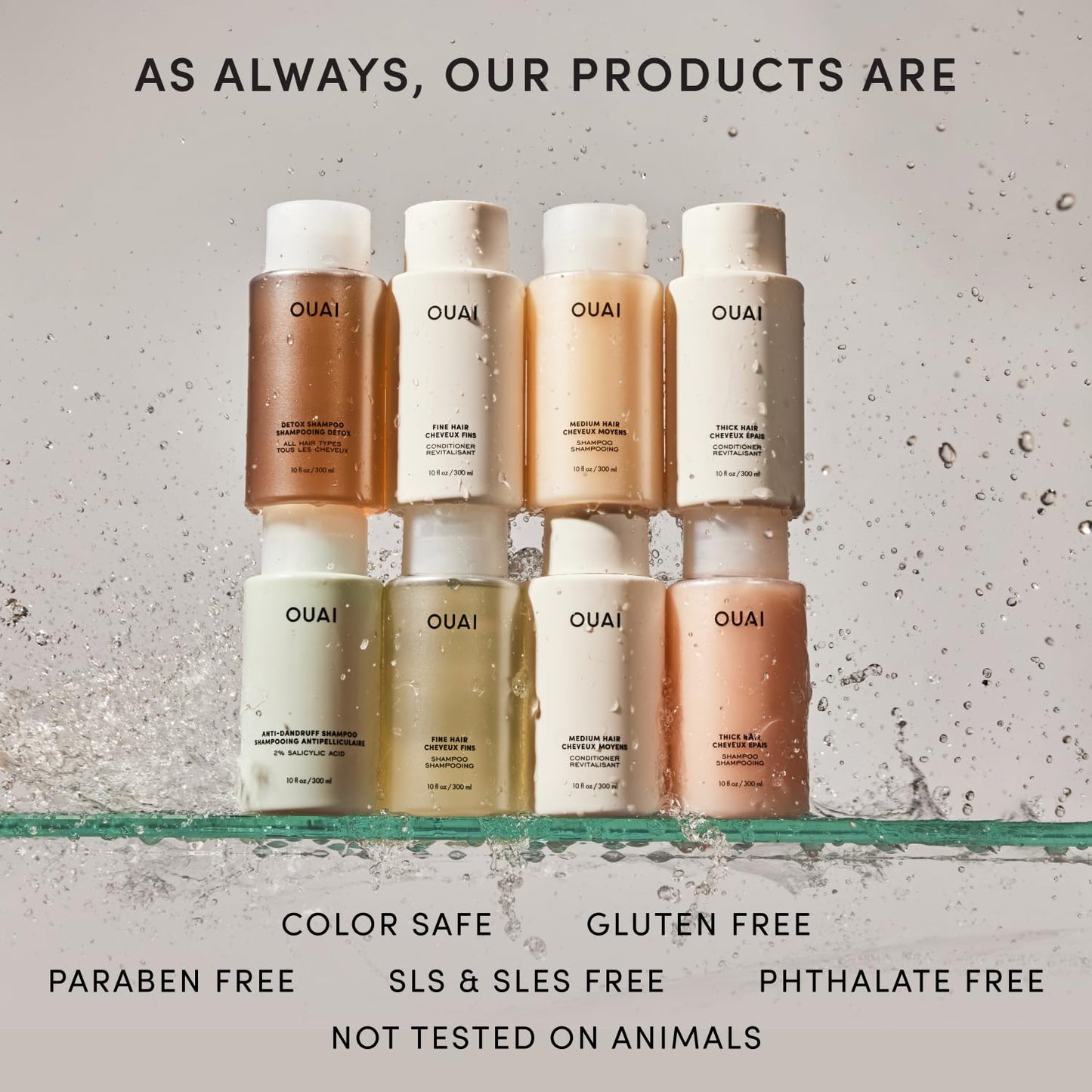 OUAI Fine Shampoo & Conditioner Set - Sulfate-Free Hair Care with Keratin & Shea Butter | 10 Fl Oz