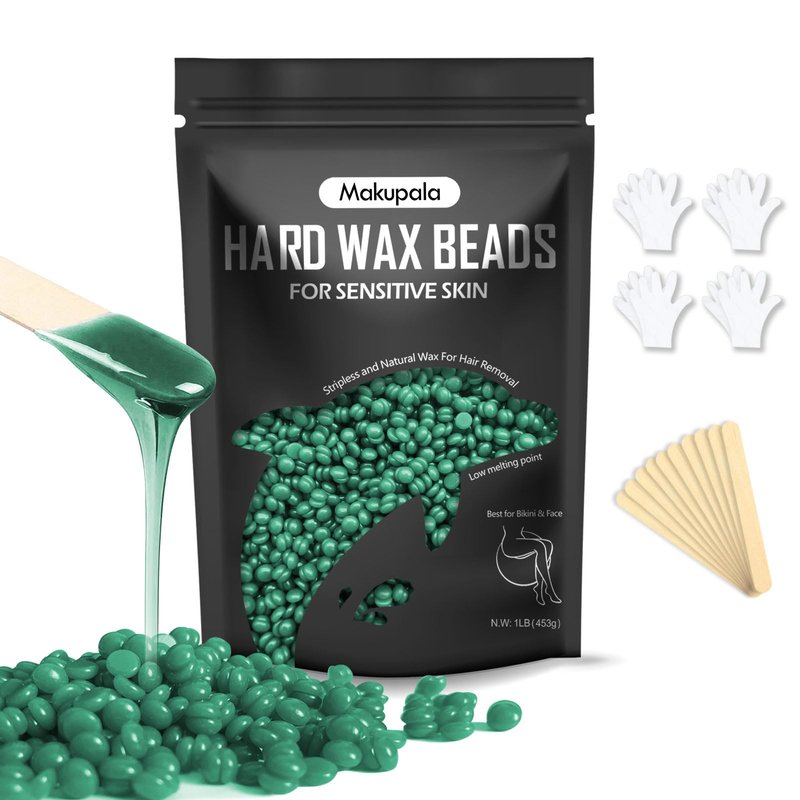 1lb Wax Beads for Coarse Hair Removal, Natural Wax Beans for Sensitive Skin, Body, Brazilian Waxing, Bikini, Unscented Waxing Beads for Legs, Armpit, Hands, Facial