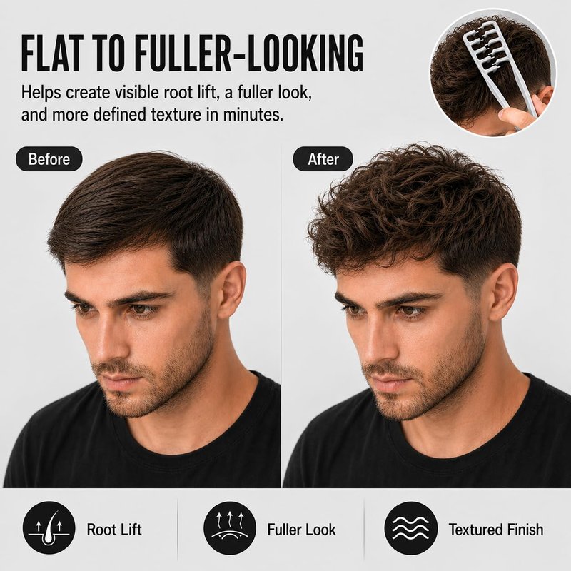 Volumizing Hair Styling Comb Set - 5PCS Texture Comb for Men & Women | Root Lift, Quiff, Slick Back Tools