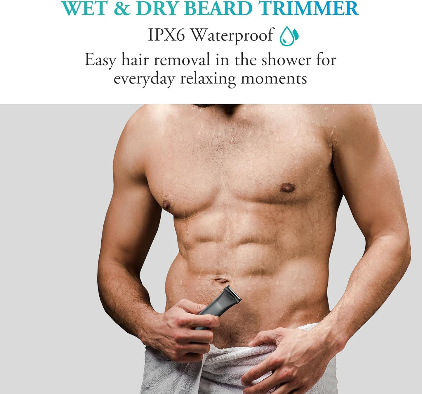 Body Hair Trimmer for Men - 2 in 1 Dual-Head Mens Beard Trimmer with Nose Hair Trimmers for Beard Armpit Groin Pubic Ball Shavers IPX6 Waterproof Travel Lock Rechargeable Body Shavers for Men Gift