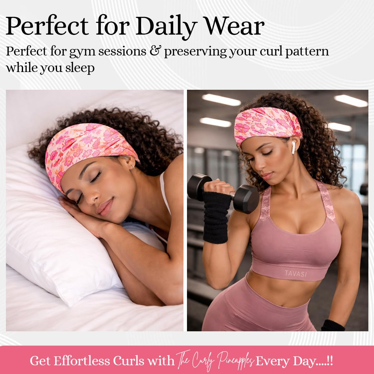 Curly Hair Headbands for Women - Stretchy Non-Slip Wide Design | Soft Cloth Yoga Headband (Fuchsia, Pack of 1)