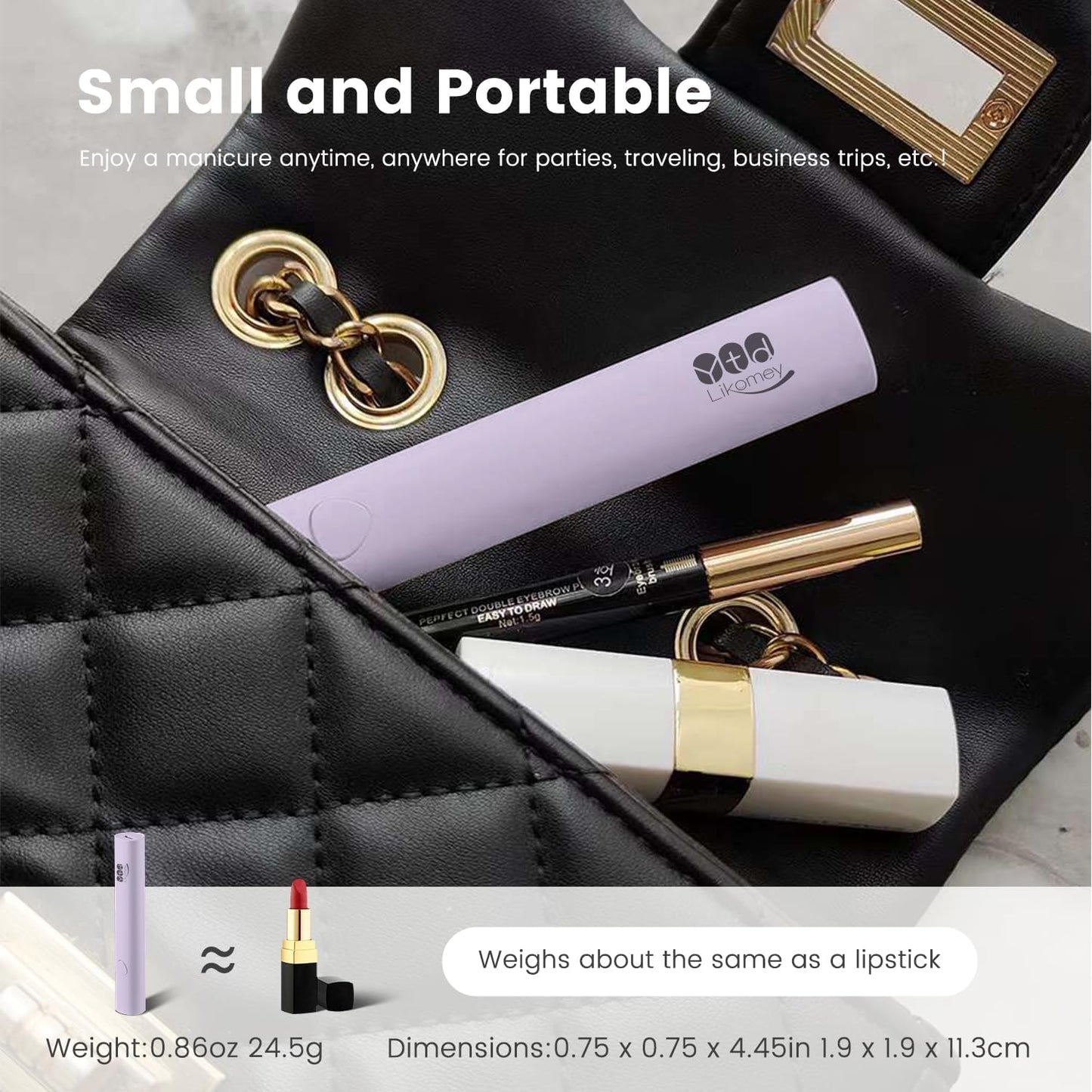 Handheld UV LED Nail Lamp - Quick Dry Mini Gel Polish Light | Portable Cordless & Rechargeable, Purple