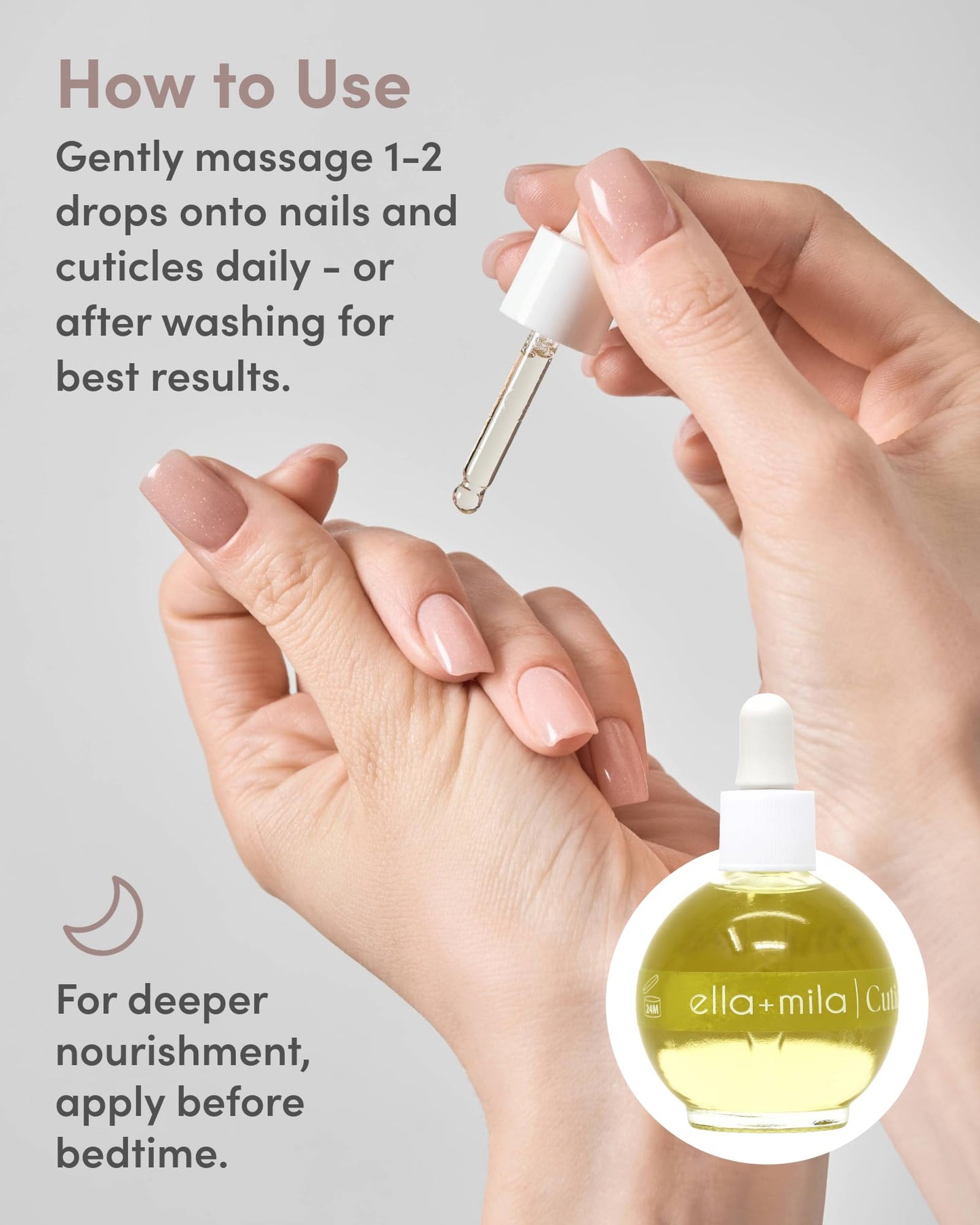 ella+mila Fragrance-Free Cuticle Oil with Pure Tsubaki & Argan - 100% Natural Nail & Cuticle Treatment - Vegan - 2.3 fl oz