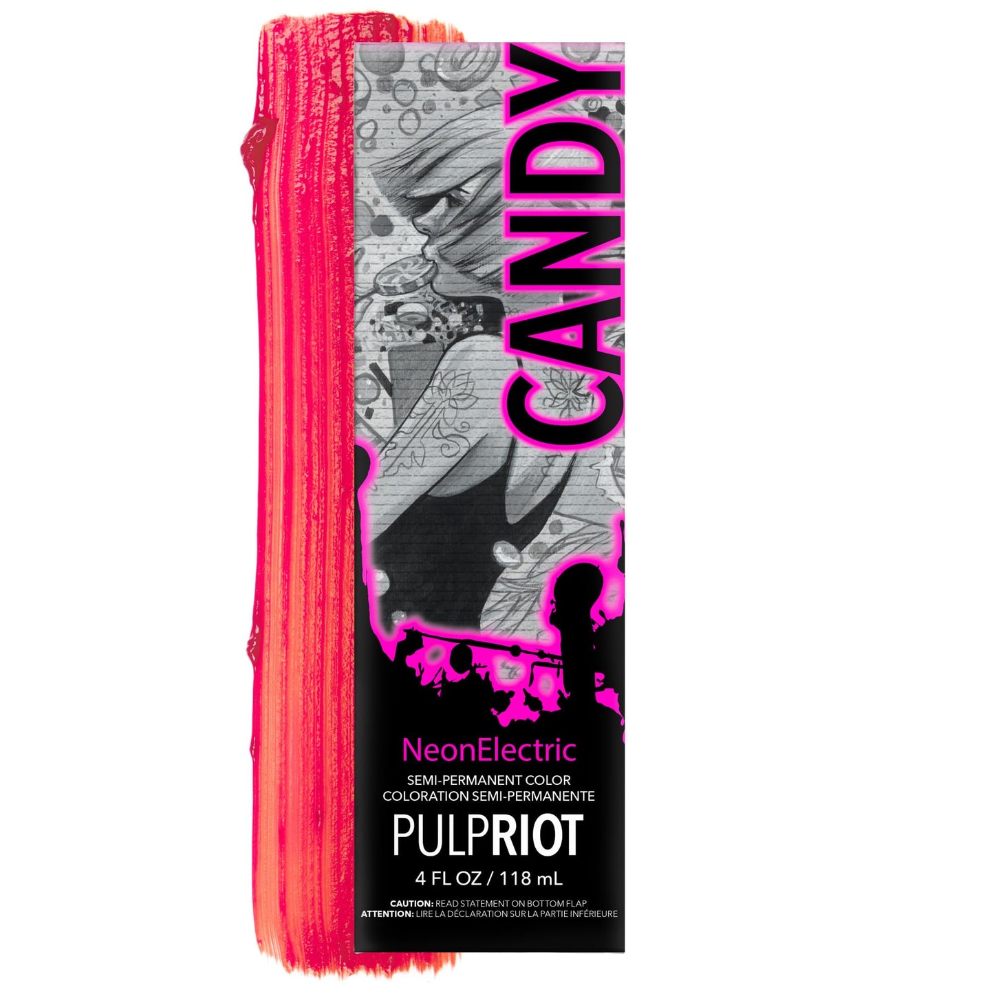 Pulp Riot Semi Permanent Hair Color Candy – UV Reactive Pink with Cooler Base, Optimal for Lighter Hair Levels, Long-Lasting Vibrancy, Anti-Overworking Formula, Vegan, Conditioner-Based, 4oz Tube