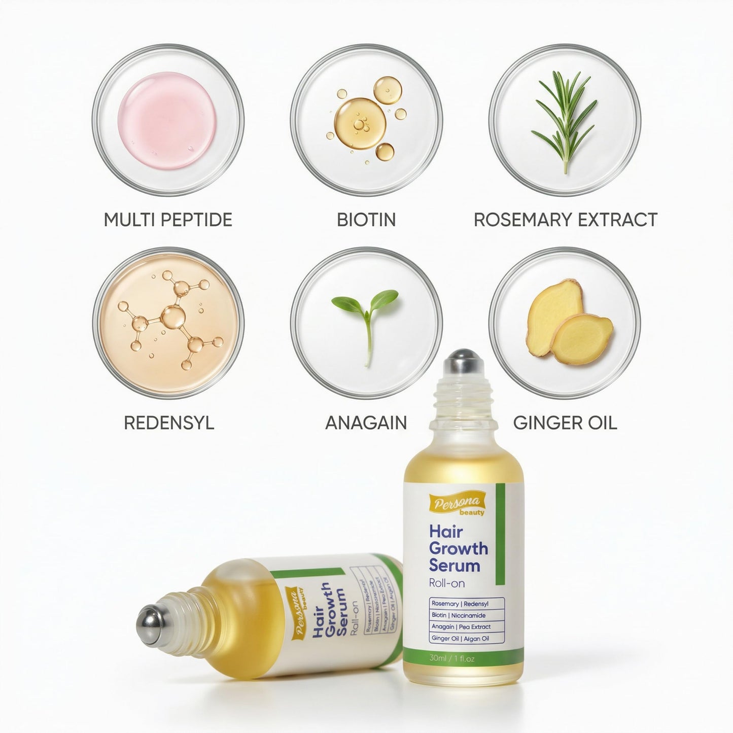 Hair Growth Serum Roll On, Scalp Roller Serum with Precision Applicator for Men and Women, Non-Greasy Formula, Supports Healthier Looking Hair, Targets Thin Edges, Bald Spots & Weak Roots 30ml