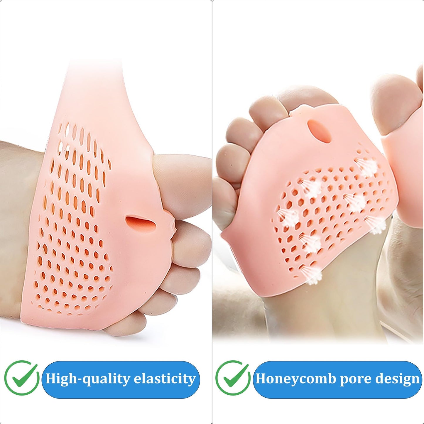 4 Pairs Silicone Toe Separators for Women Breathable Soft Gel Toe Spacers, Overlapping Toes Corrector, Gel Ball of Foot Cushions, Toe Straightener for Women and Men (Yellow)