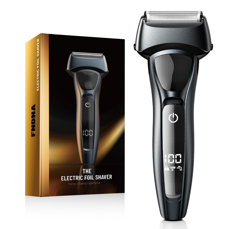 FNDNA Rechargeable Electric Razor for Men: Floating Foil Shavers with LED Display - Waterproof Wet Dry - 30° Precision Blades, Travel Lock
