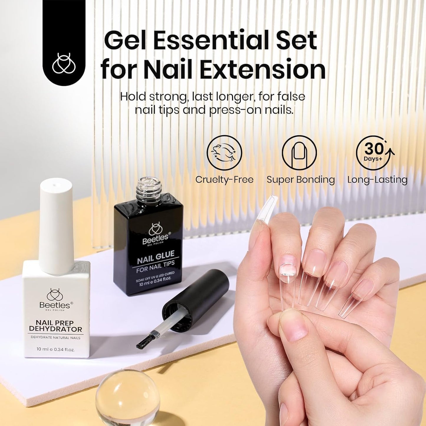 Beetles Gel Nail Tips - 576 Pcs Short Almond Acrylic False Nails | 12 Sizes, Easy DIY Press-On Extensions