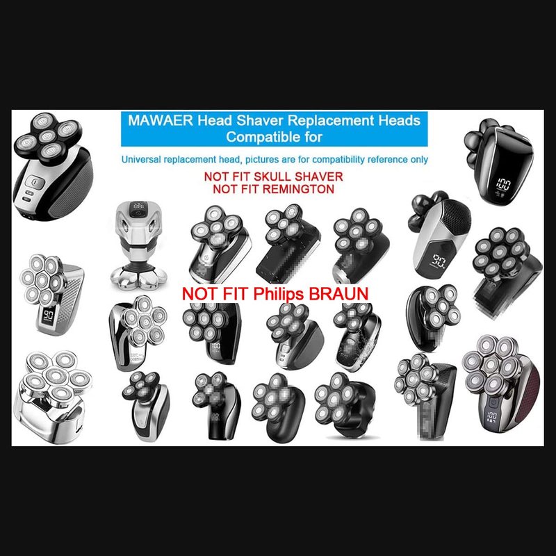 Universal 5 Blades Men's Electric Shaver Replacement Heads (5 Star series) for Head Shaver Universal replacement heads Wet and Dry (5 Blades, Black)
