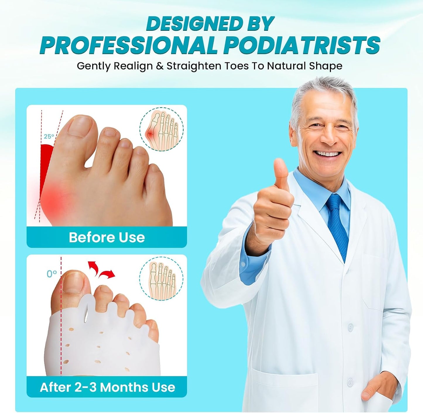 Toe Separators & Metatarsal Pads - 8 Pcs Gel Toe Spacers for Pain Relief | Soft Cushions for Metatarsalgia & Morton's Neuroma