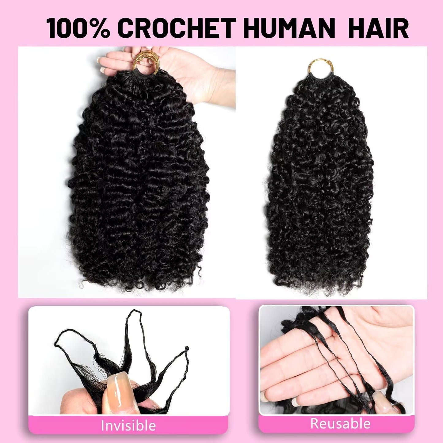 Burmese Curly Crochet Hair Extensions - 12 Inch 100% Human Hair Bundles | 60g Pre-Separated for Black Women