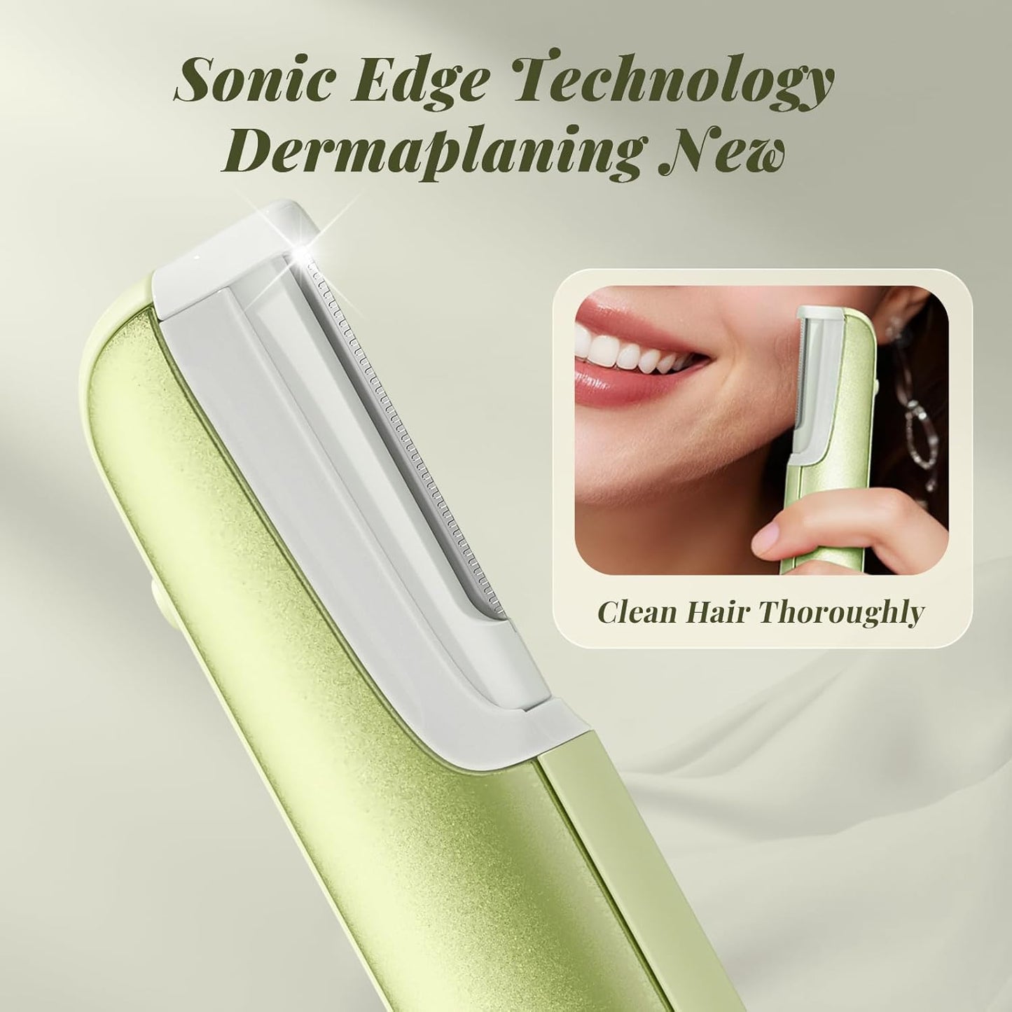 Dermaplane Razor for Women - Face Exfoliation Tool with 10 Replaceable Blades | Green