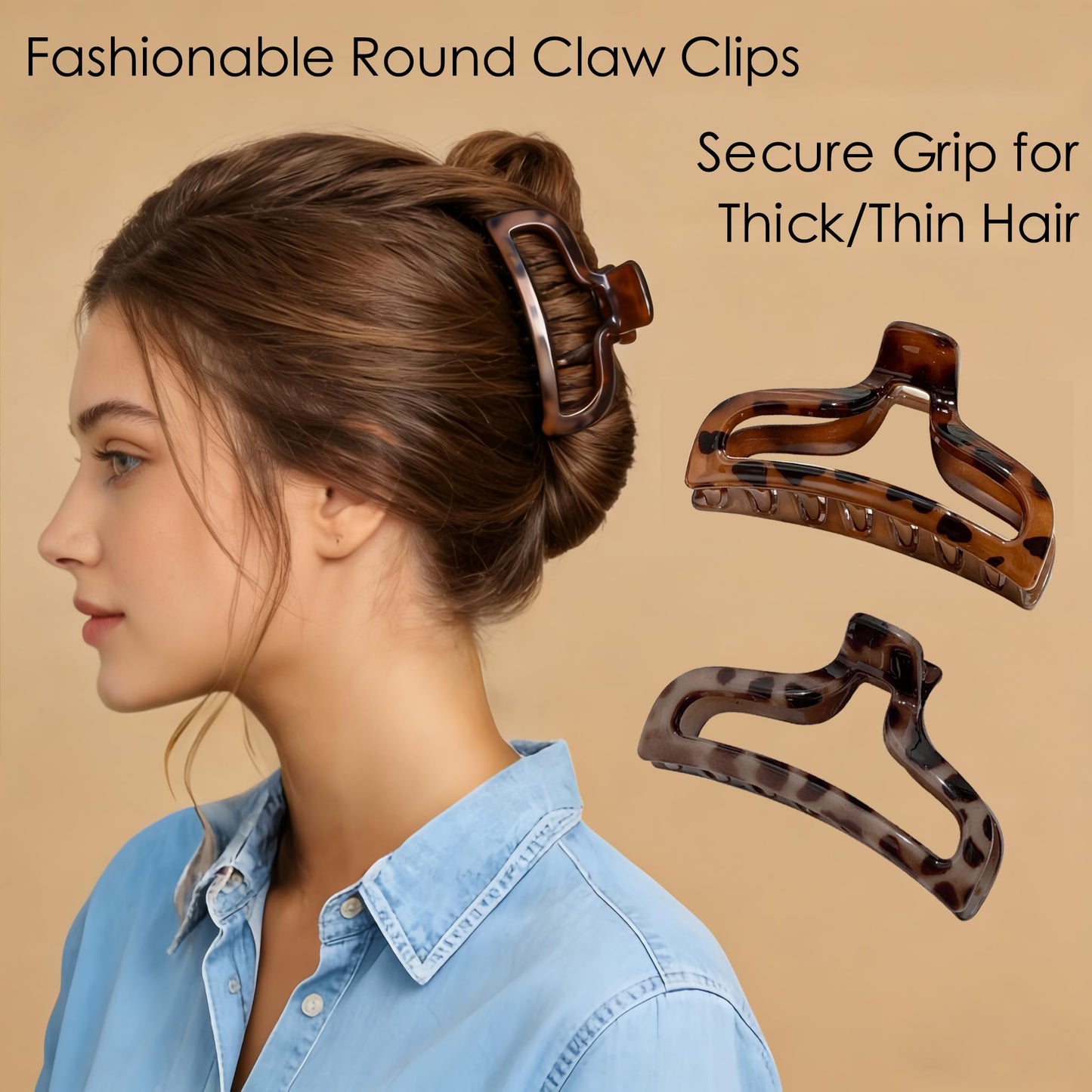 8Pcs Strong Hold & Non-Slip Matte Tortoiseshell Hair Clips for Women