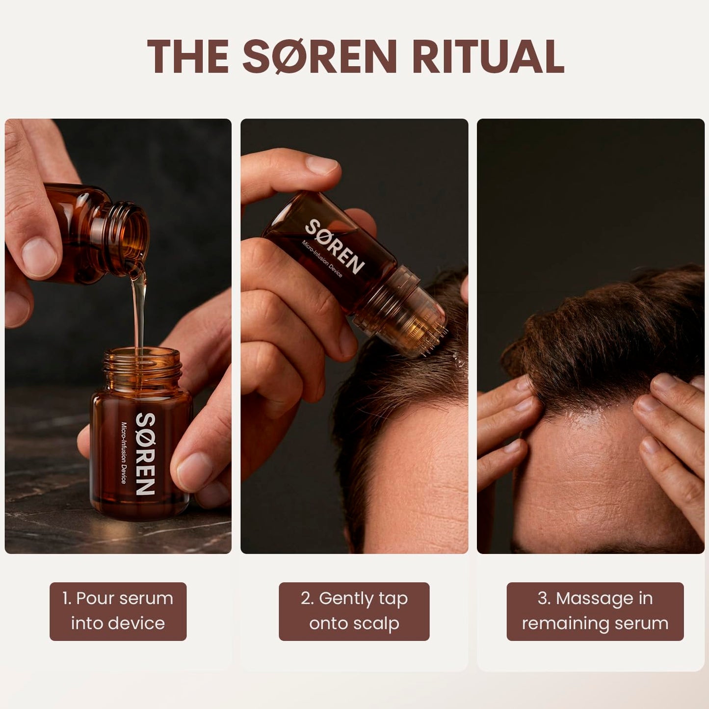 SØREN Micro Infusion Hair Renewal System - Saw Palmetto & Peptide Scalp Treatment Kit for Fuller, Thicker Hair | 1 Month Supply