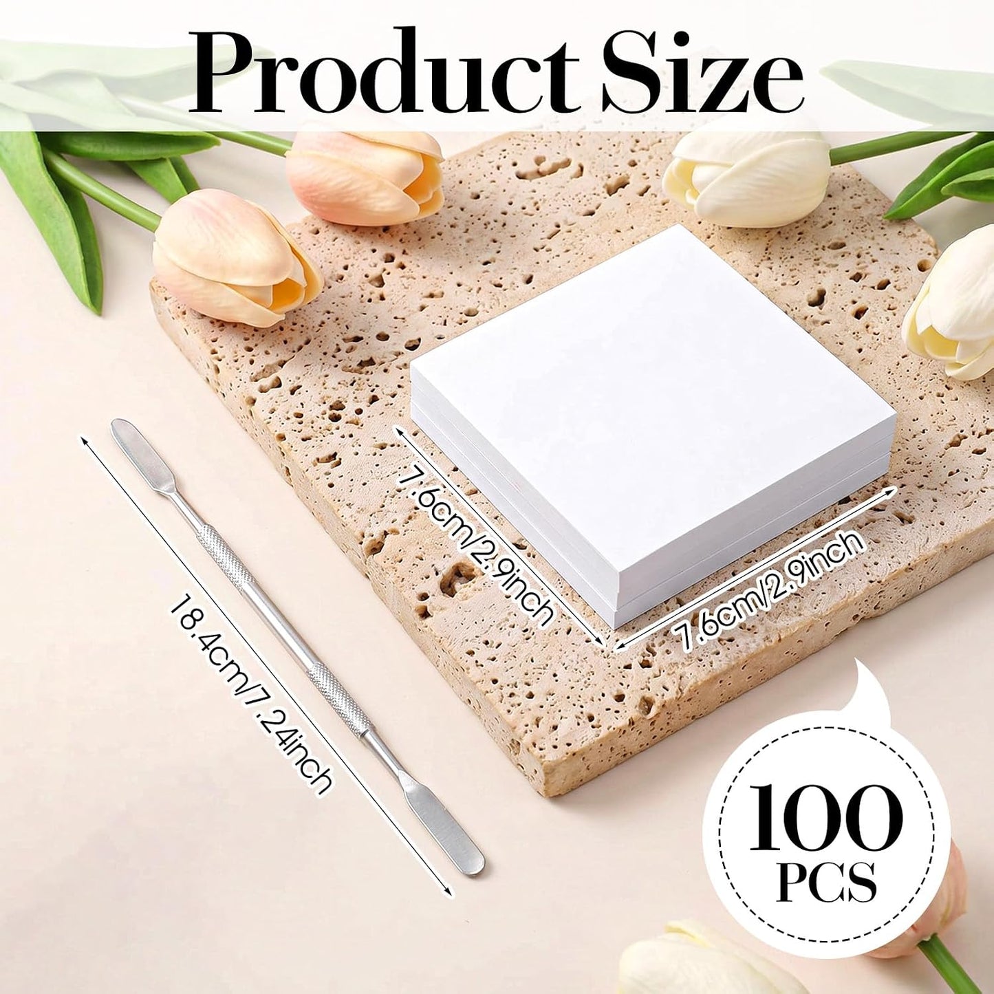 Disposable Nail Art Palette Set - 100 Pcs 3x3 Makeup Palettes with Stirring Rod for Professional & DIY Use