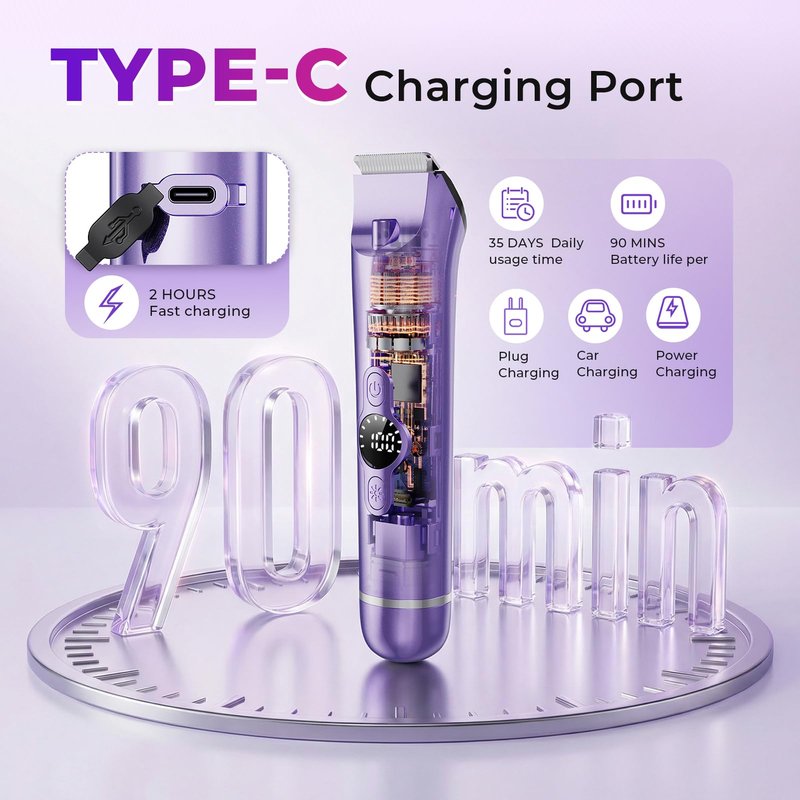 4 in 1 Bikini Trimmer for Women, Electric Razors for Women - Dual Head, Wet & Dry Use Pubic Body Hair Trimmer Electric Shavers, Rechargeable Womens Facial Razors for Legs, Nose, Armpits, Bikini Area