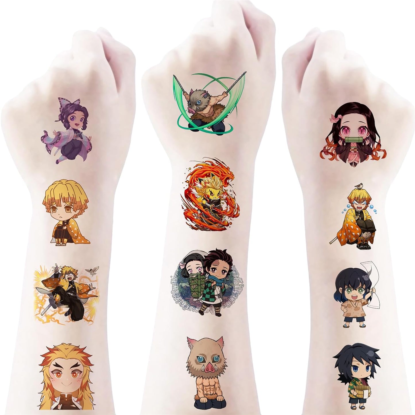 Cartoon Demon Slayer Temporary Tattoos - 20PCS Birthday Party Supplies | Fun Anime Stickers for Kids