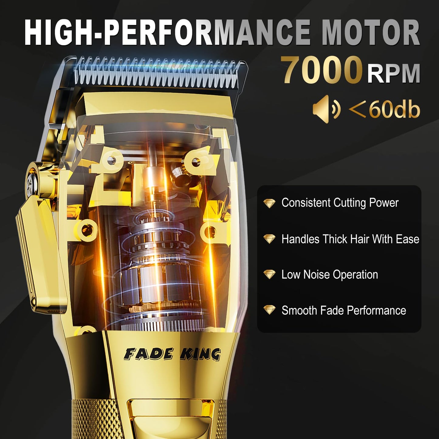 FADEKING® Professional Hair Clippers for Men – Cordless Barber Clippers & Beard Trimmer for Men, Fade Clipper and Trimmer Set for Home & Barber Use, Complete Men's Grooming Kit - Gifts for Men