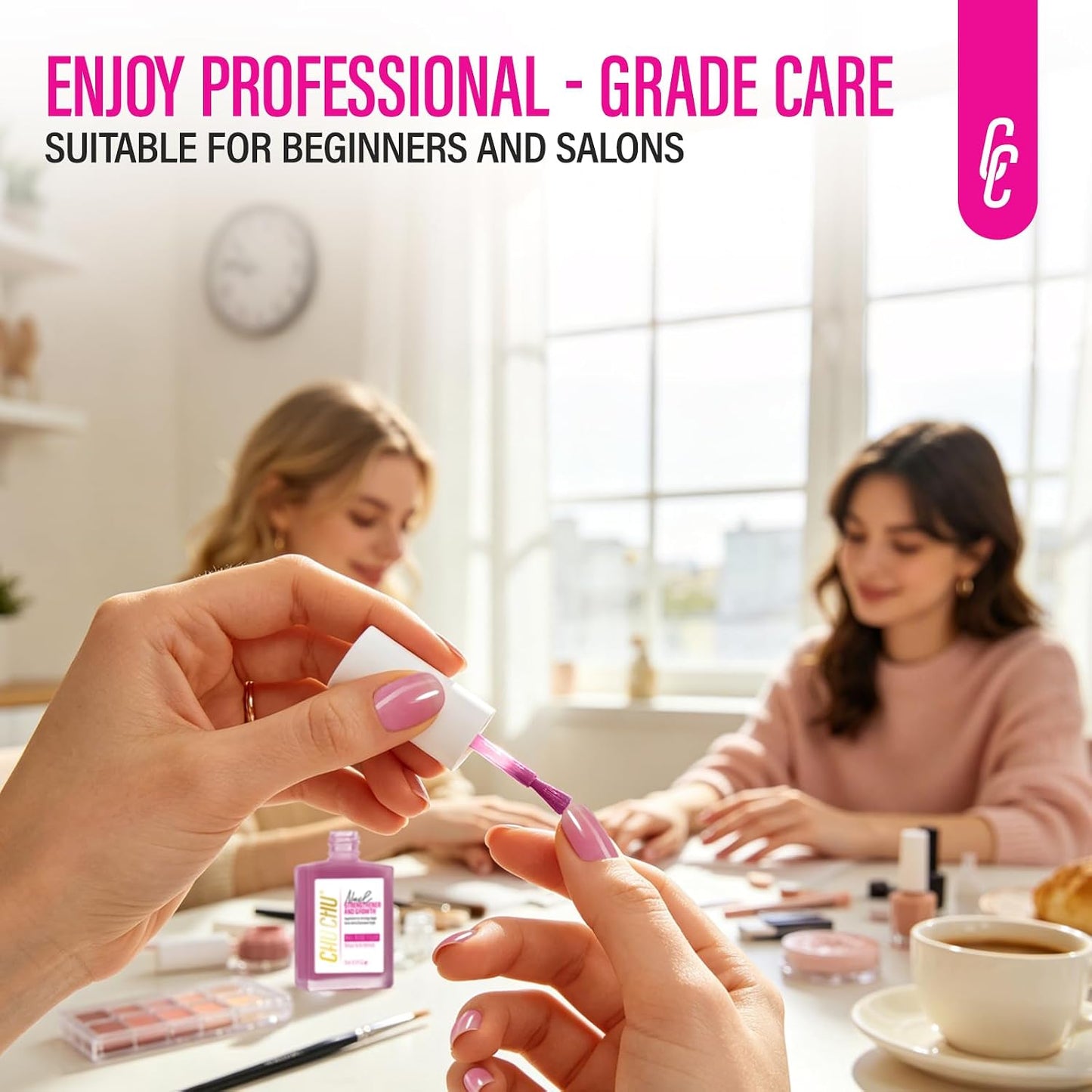 Nail Repair - 8 in 1 Dusty Rose Nail Hardener & Strengthener | Protein Ridge Filler for Weak Nails, 15ml