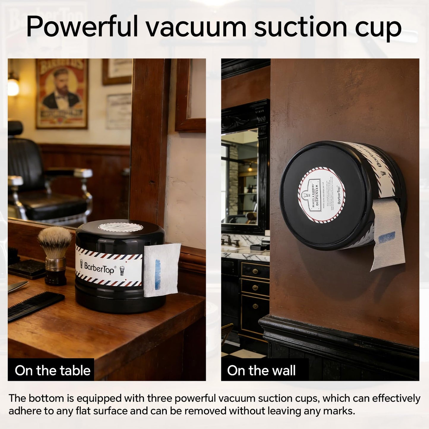 Neck Strip Dispenser + Barber Neck Strips, Wall-mountable Barber Strip Dispenser with Suction Cups, Suitable for Barbershops, Salons, and Home Use, Barber Tape Dispenser with Non-Marking, Non-Slip