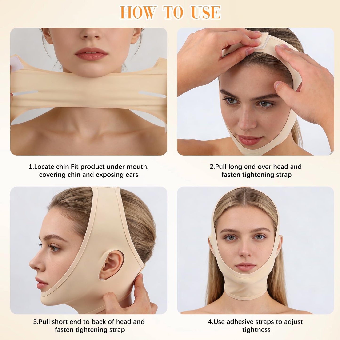 Collagen Face Sculpt Wrap - Jawline Firming & Sculpting Mask | Reusable, Skin-Friendly, Beige