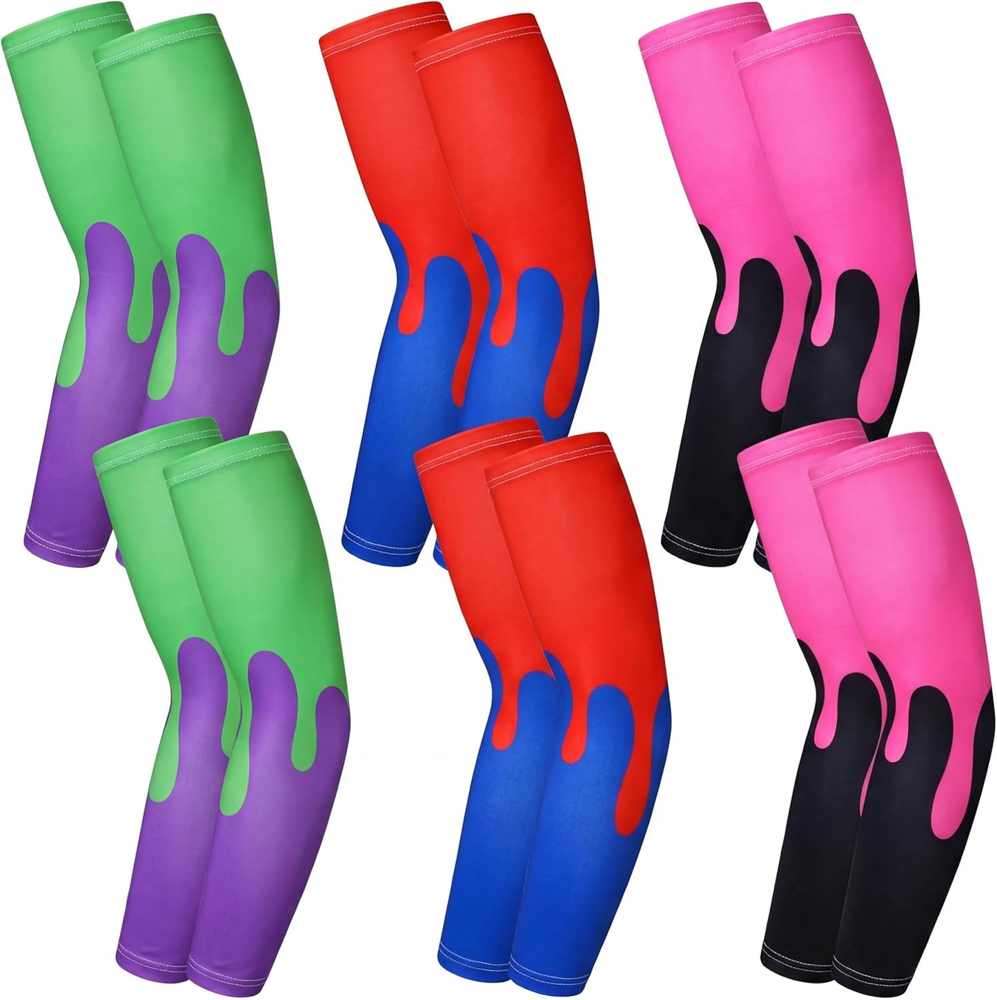Ice Cream Drip Baseball Arm Sleeves - Youth Sun Protection | 6 Pairs, American Flag Design
