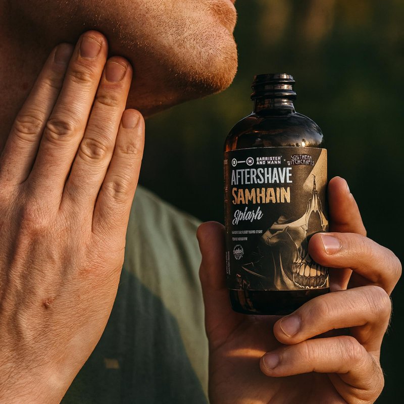 Barrister and Mann Aftershave Splash - Moisturizing & Nourishing for Beards Shave Balm Daily Moisturizer Soothes Face After Shaving Eliminates Razor Burn for A Silky Smooth Finish 3.5oz (Hallows)