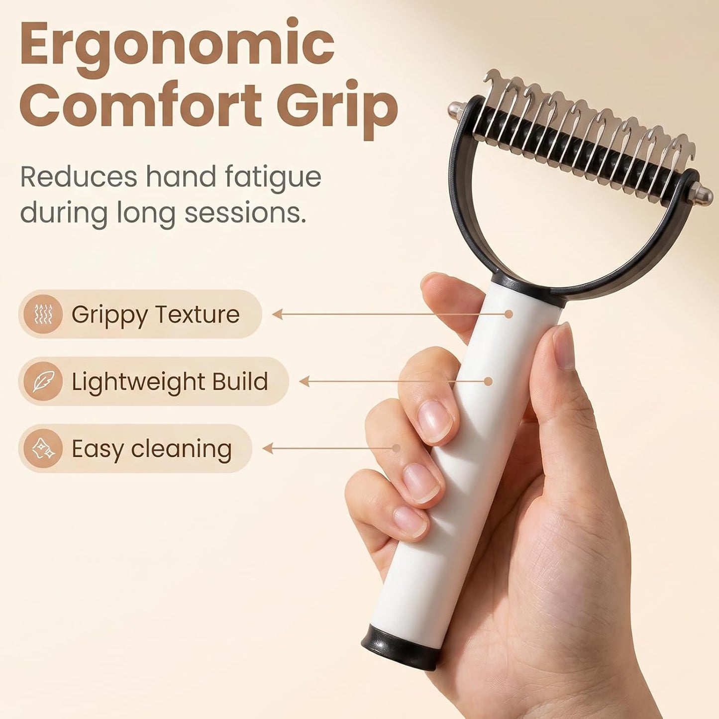 Double-Sided Dematting Comb for Cats & Dogs - Gentle Detangler for Tangles, Knots & Loose Fur | Ergonomic Grooming Brush