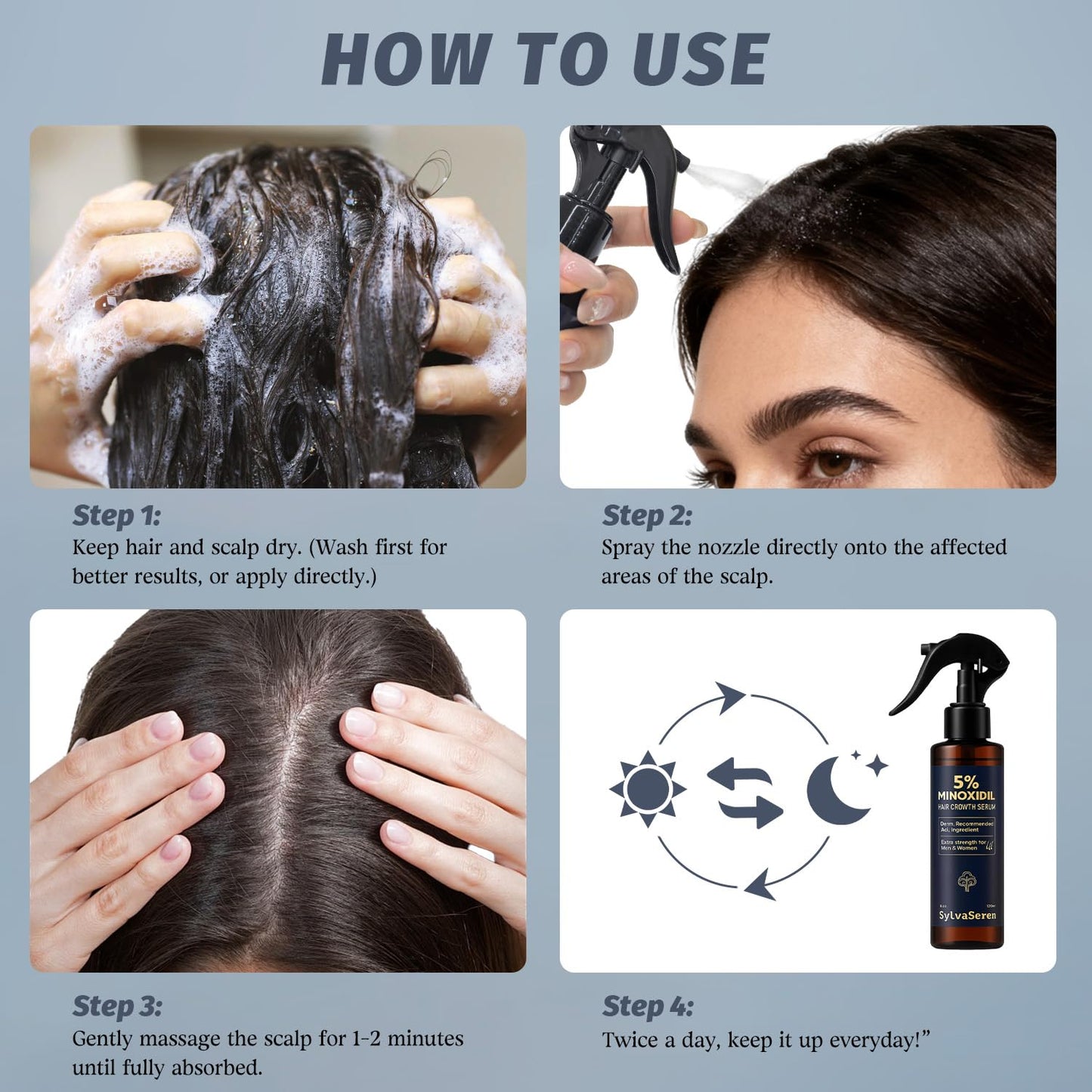 Minoxidil Spray for Hair Growth - Effective Treatment for Thinning Hair & Receding Hairline | 4 oz with Rosemary Extract