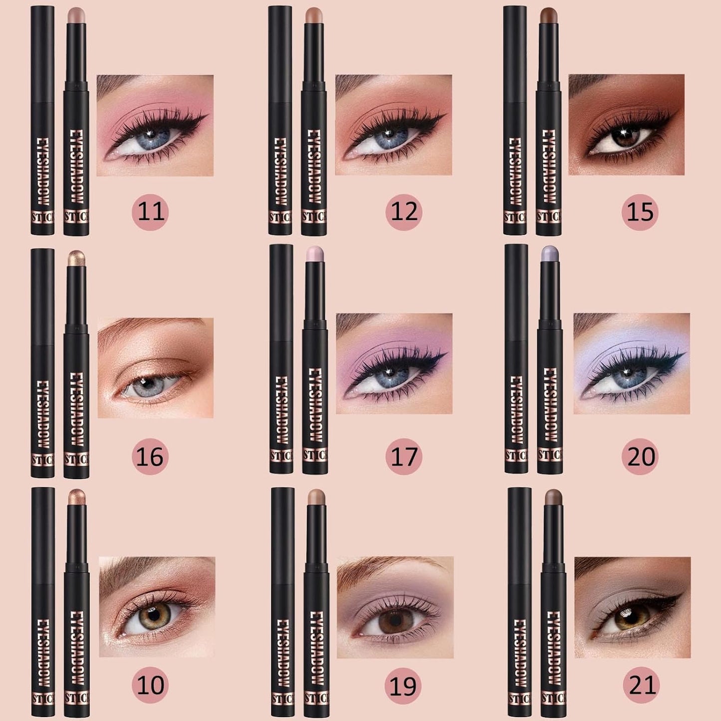Neutral Eyeshadow Stick - High Pigmented Cream Eye Shadow Pencil | Waterproof & Long Lasting, 21# Gray Brown Matte
