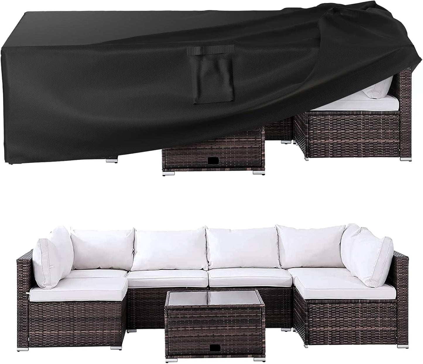 Patio Furniture Covers - Waterproof Outdoor Table & Chair Protection | Heavy Duty 600D, 108" L x 82" W x 27.9" H