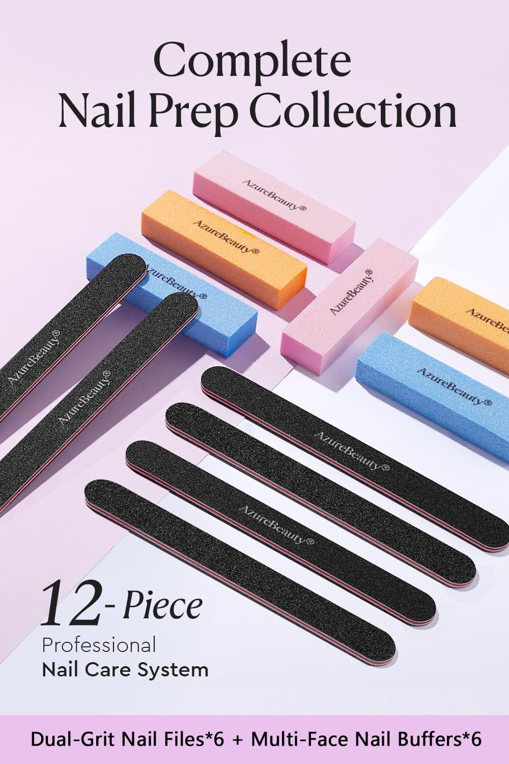 Nail Files and Buffers - Professional 12-Piece Manicure Tools Kit | 100/180 Grit for Natural Nails
