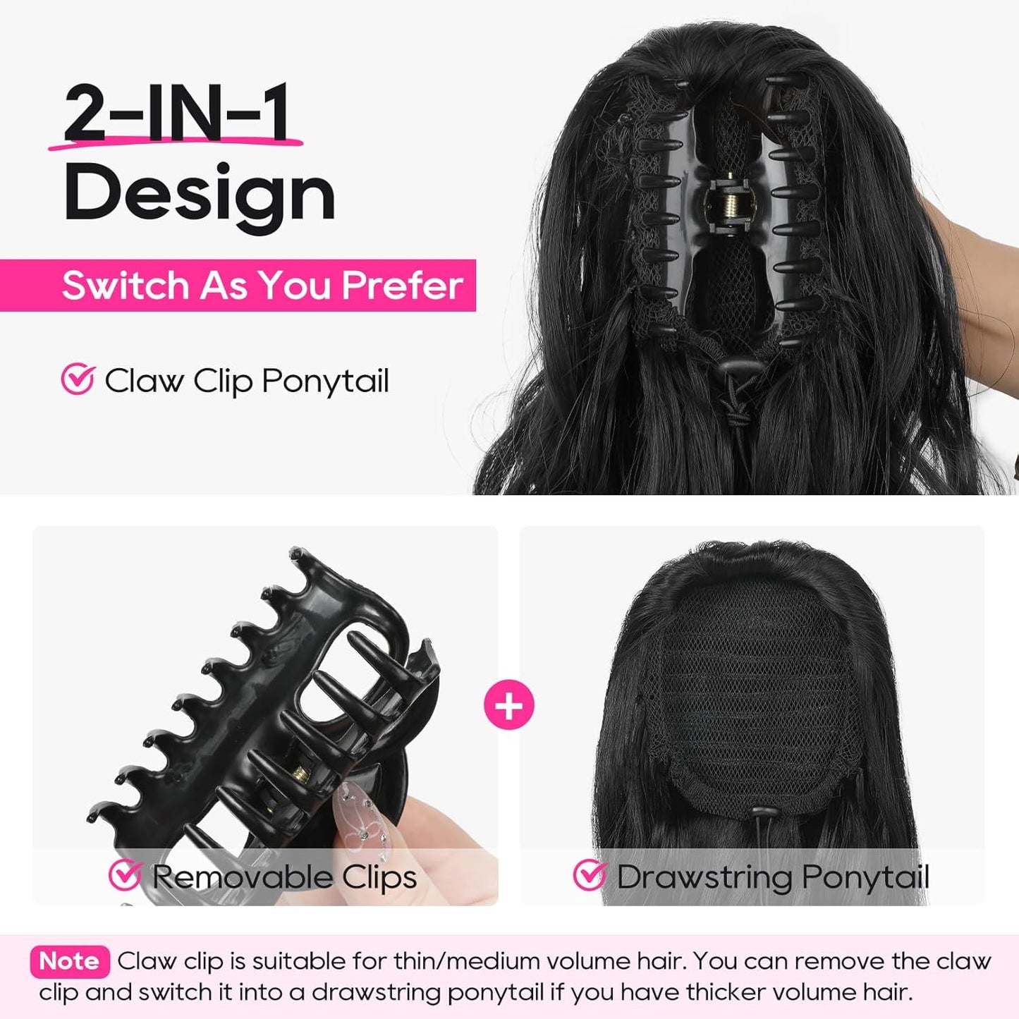 24-Inch Curly Ponytail Extension - Natural Synthetic Hairpiece for Women | Chocolate Brown with Highlights