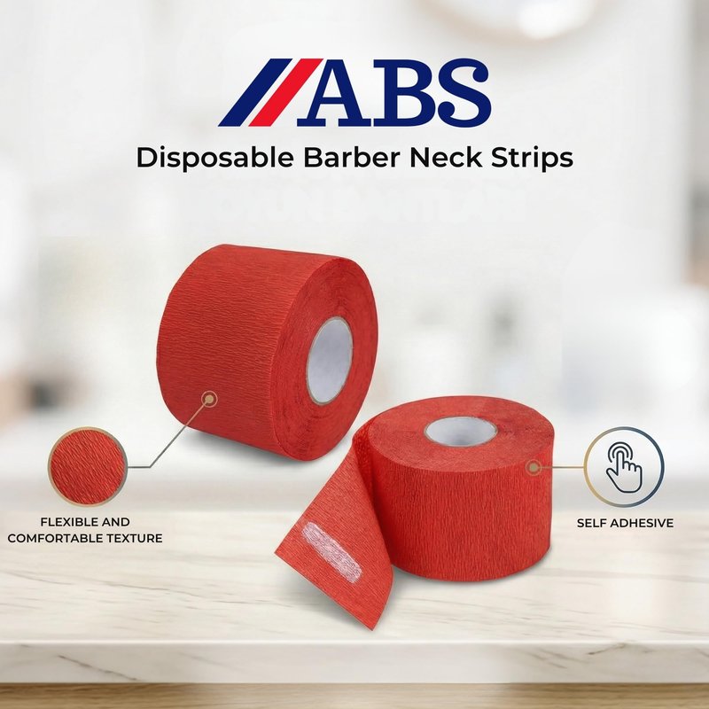 Disposable Barber Neck Strips for Hair Cutting & Shaving – Soft, Stretchable & Hygienic Neck Paper–Black, Red & White Color Options (400, Red)