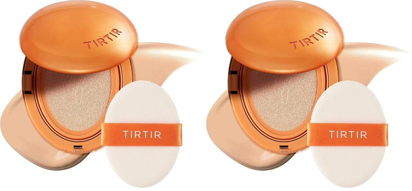 TIRTIR Cushion Foundation - AI-Like Semi-Matte Finish | Medium to Full Coverage, #21N Ivory, 0.63 Fl Oz