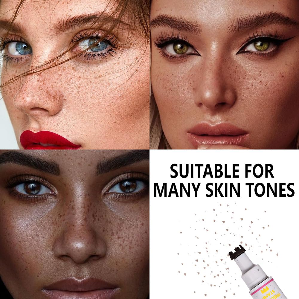 HHLTOH 2in1 Freckle Stamp Eyeliners Makeup, Women Face and Eye Cosmetics, Quick Dry Long-Lasting Waterproof Medium Brown Freckles Stamps & Black Eyeliner Pen,Effortless Daily Natural Sunkissed Make Up
