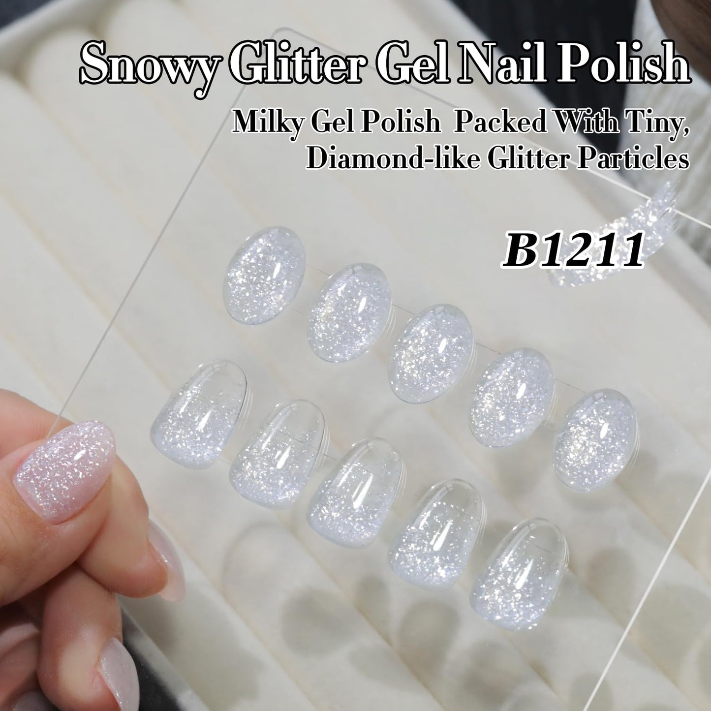 Double Rhythm 15ML Glitter Gel Polish Shimmer Reflective Holographic Color Magnetic for Nail Art Salon DIY at Home (Snow Glitter-B1211)
