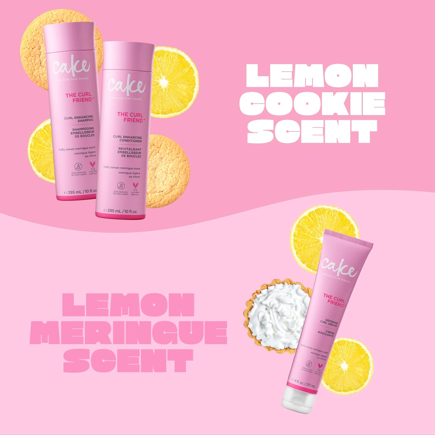 Cake Beauty Curl Friend Curl Defining Shampoo, Conditioner & Cream Set - Avocado & Argan Oil Curly Hair Products - Anti-Frizz, Cruelty Free & Vegan Gift Set