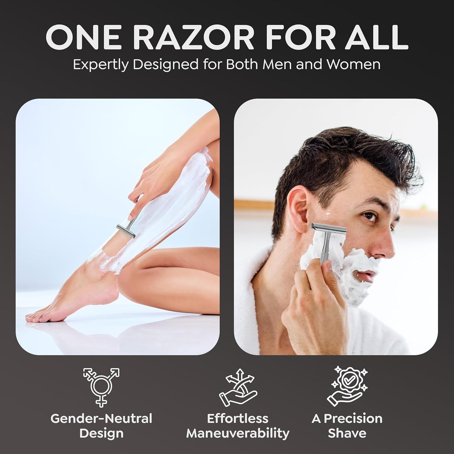 Parker 78R Double Edge Safety Razor with 5 Safety Razor Blades, Women & Men’s Safety Shaving Razor, Reusable, Plastic Free – Satin Chrome