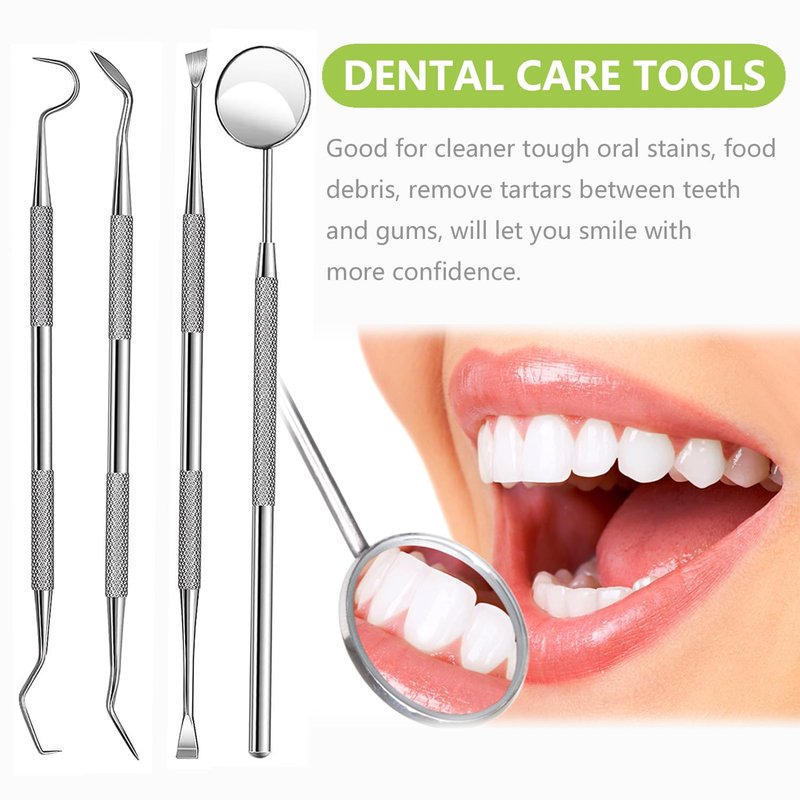 11 Pack Dental Tools PARYUNGR Teeth Cleaning Tool Kit, Stainless Steel Tongue Scraper Tartar Plaque Remover Tooth Cleaner Dental Floss Picks Mouth Mirror, Professional Oral Care Hygiene Set with Case