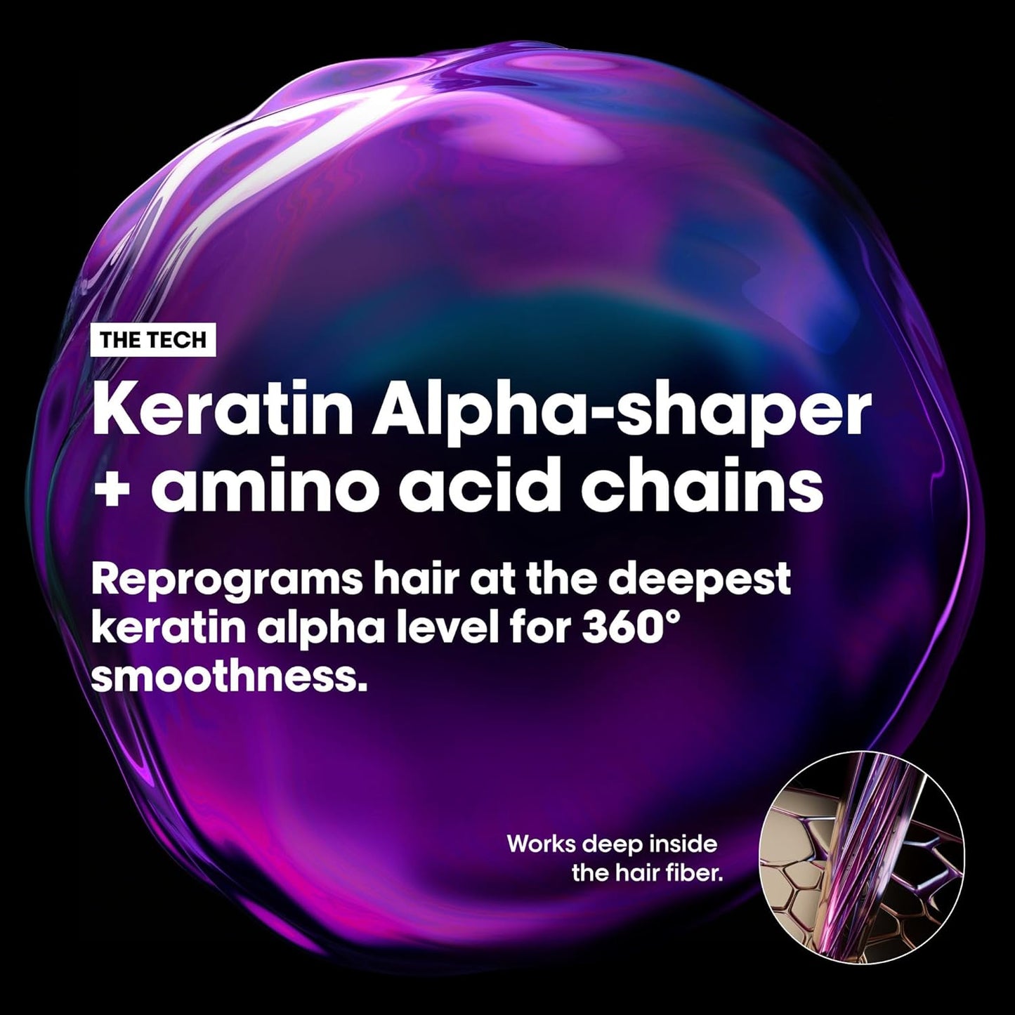 L'Oréal Professionnel Keratin Alpha Sleek Shampoo - Frizz Control & Hydration for Smooth, Soft Hair | 33.8 Fl Oz